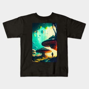 Abstract Another World Mushroom Citadel Kids T-Shirt